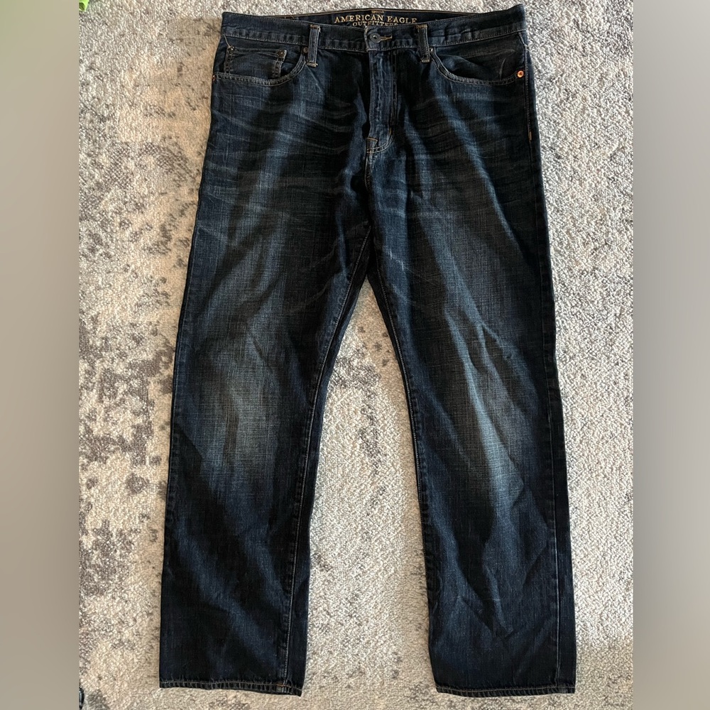 Relaxed Straight Dark Wash Jeans